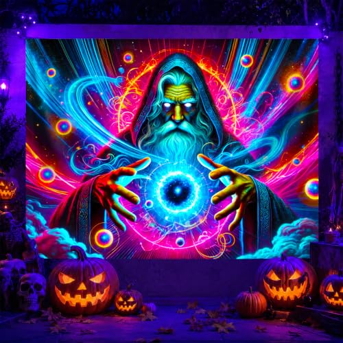 Blacklight Tapestry Cosmic Energy Room Wall Art 78 x 59 Inch