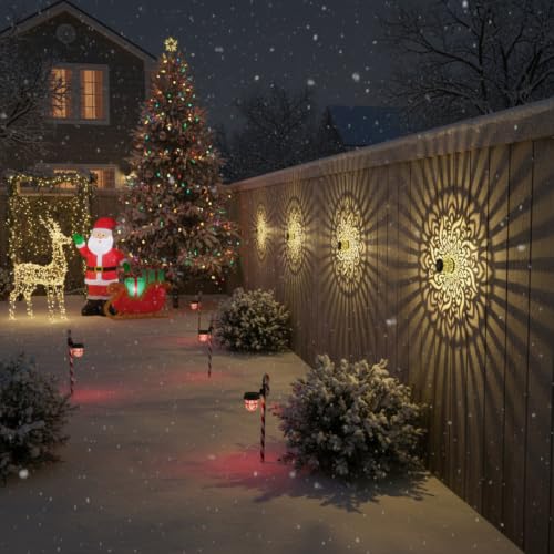 4 Pack Solar Fence Lights Metal Solar Powered Outdoor Wall Deck Step Lights Mandala Theme Waterproof Fence Light for Garden Post Patio Backyard Decor (4 Count)