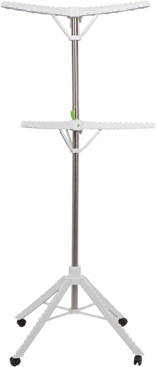 Extra Capacity Garment & Clothes Drying Rack, Adjustable-Height, 120 Pieces of Clothes, Stainless Steel, 4 Caster Wheels - NestledHome