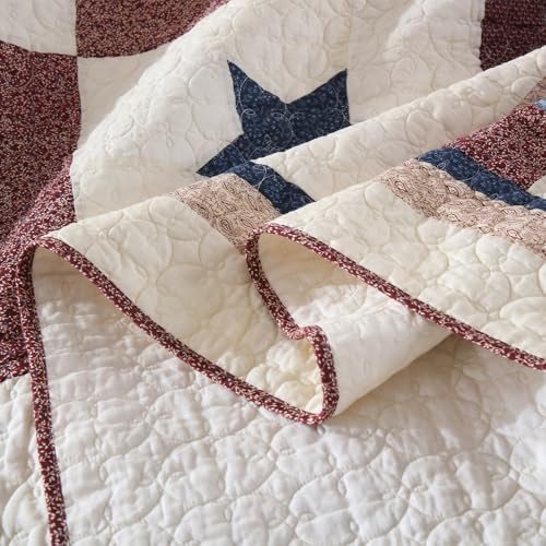 Cotton Bedding Quilt Sets 3 Pieces Reversible Coverlet Sets All Season Boys Real Patchwork Bedspread (3 Count)