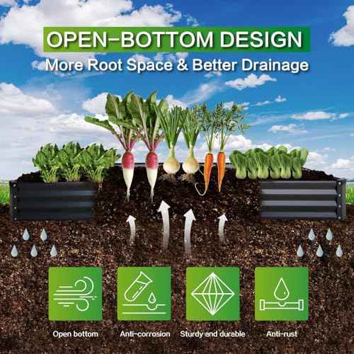 GARDMAX 8x4x1FT Galvanized Raised Garden Bed Kit