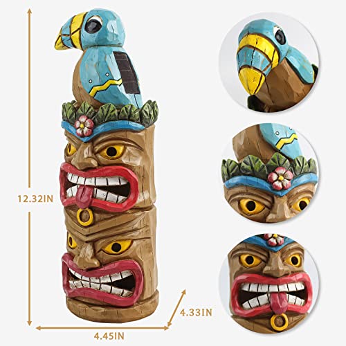 Tiki Totem Pole Solar Powered Garden Statue Decor