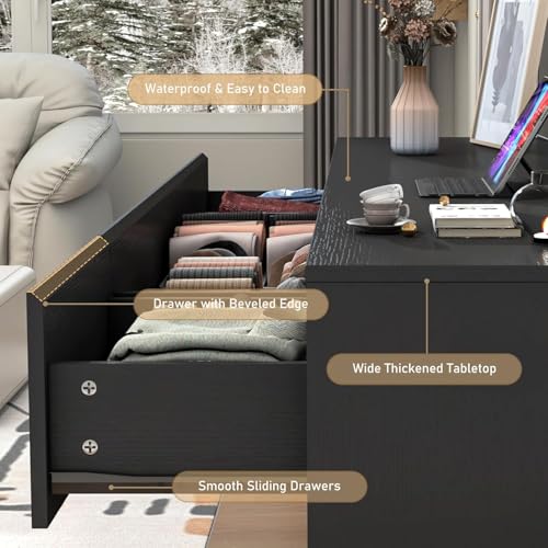 jiteentar Black Malm Dresser for Bedroom