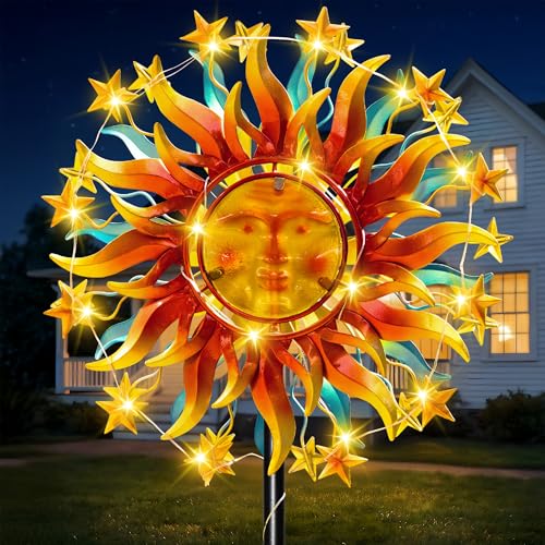 60.3" Solar Wind Spinner Outdoor Metal Sun Kinetic Sculpture