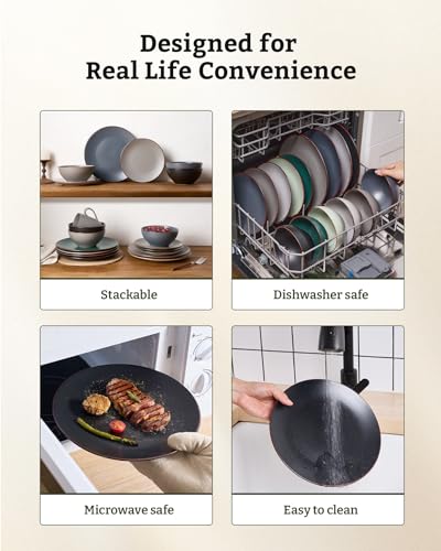 Venus Stoneware Dinnerware Sets with Pasta Bowls (16 Count)