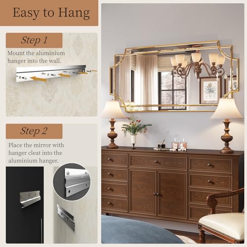 24"x48" Gold Foil Scalloped Edge Decorative Vanity Wall Mirror