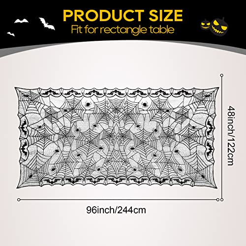 Halloween Black Lace Tablecloth 48x96 Inch