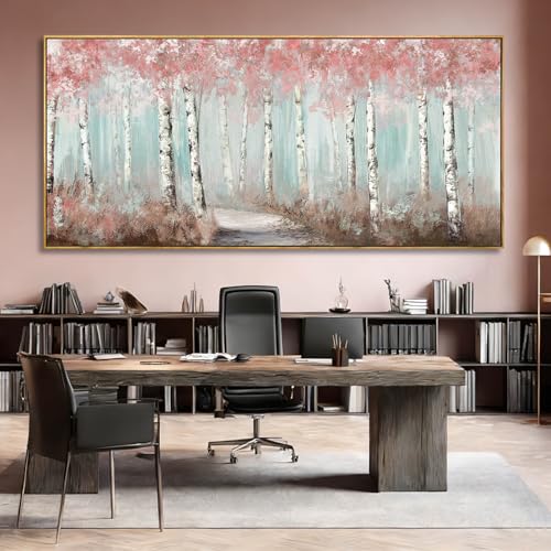 Large Pink Birch Tree forest Wall Art