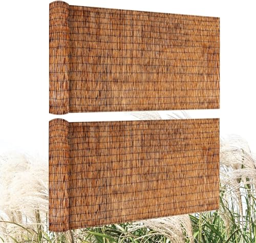 Reed Fencing Rolls 2 Pcs Natural Bamboo Fence 4FT X 16.4FT Privacy Screen Curtains Fence for Balcony Patio Garden Backyard Shades Outdoor (4 Sq Ft)