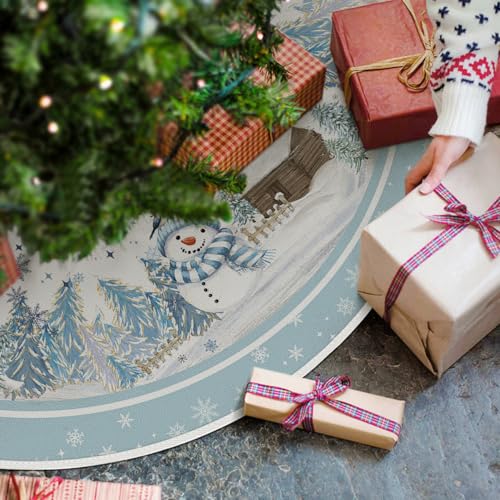 Snowflake Snowman Cardinal Christmas Tree Skirt 48 Inch
