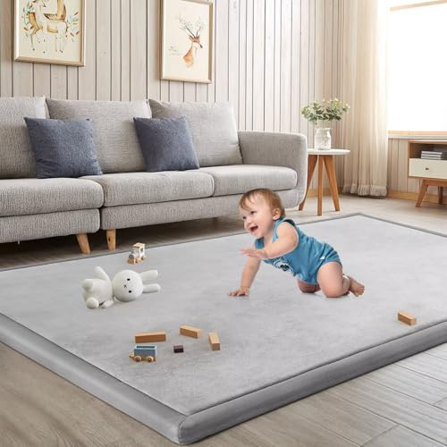 Baby Play Mat for Floor Nursery Rug Muscle Mat Area Rug Playroom Rug 50"x50" Playpen Mat Elastic Foam 1.3" Thick Crawling Mat for Babies