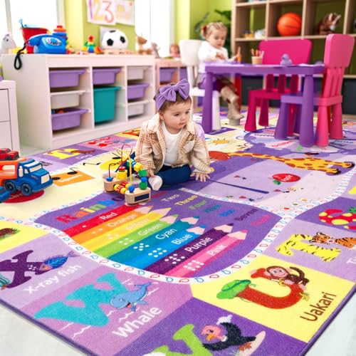 BENRON 7x10 Playroom Rug for Kids Washable