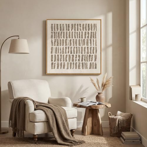 Framed Neutral Beige Abstract Canvas Prints Wall Art Decor