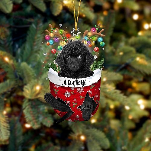 Black Toy Poodle Dog Christmas Ornament