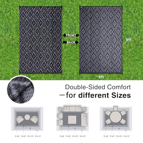 Outdoor Rug 6x9 ft Waterproof Reversible Braided Mat