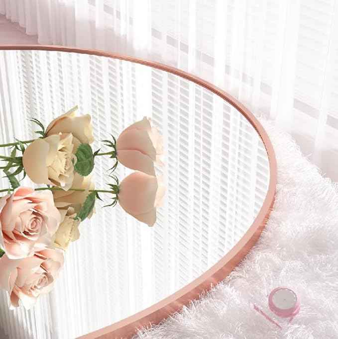 Rose Gold Mirror, 64"x21" Pink Body Mirror, Floor Standing, Full Length, Shatterproof, Arched