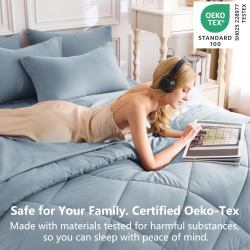 Queen Comforter Set 88"x88" Dusty Blue