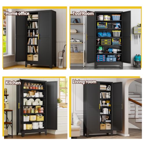 79" Tall Black Kitchen Pantry Cabinet