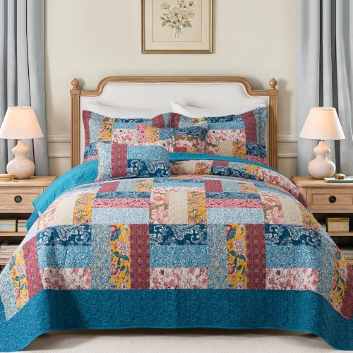 100% Cotton Face Quilt King Size Bedding Set (3 Count)