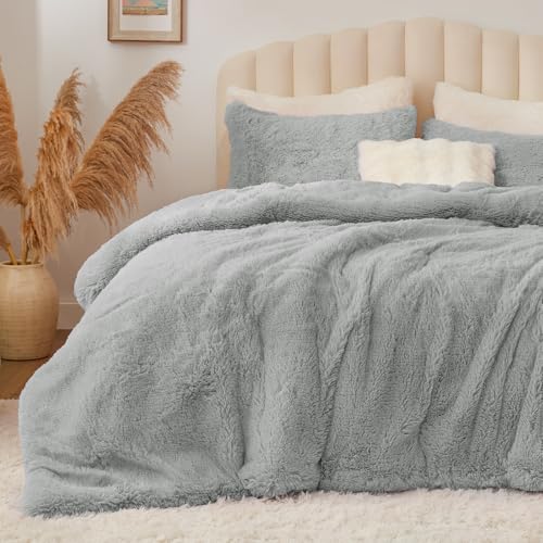 Grey Fluffy Comforter Set King