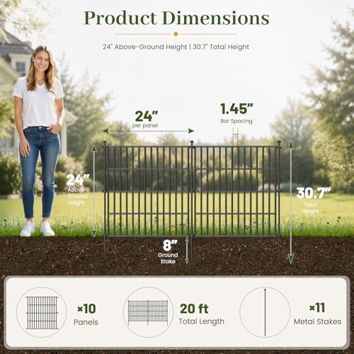 No Dig Garden Fence Outdoor for Yard (40 Sq Ft)