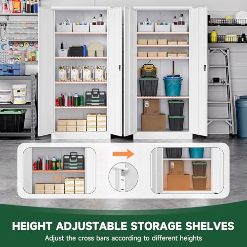 Metal Garage Storage Cabinets with Lock Door and Adjustable Shelves