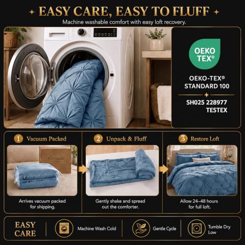 Queen Comforter Set Grayish Blue