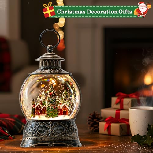 Christmas Snow Globes Water Lantern with Christmas Tree Village