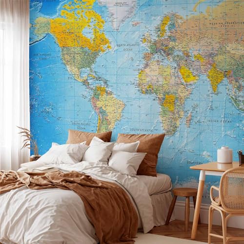 Wall Mural World Map 135x101 in (94.5 Sq Ft)