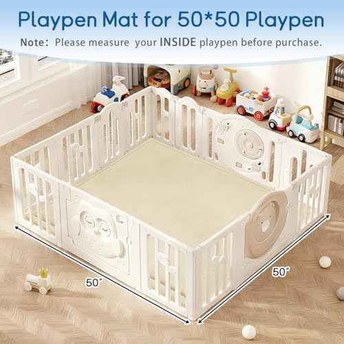 Baby Play Mat for Floor Nursery Rug Muscle Mat Area Rug Playroom Rug 50"x50" Playpen Mat Elastic Foam 1.3" Thick Crawling Mat for Babies