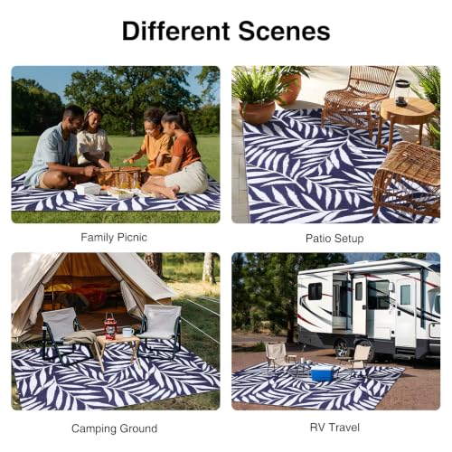 Outdoor Rug 5x8 ft Waterproof Reversible Leaf Mat