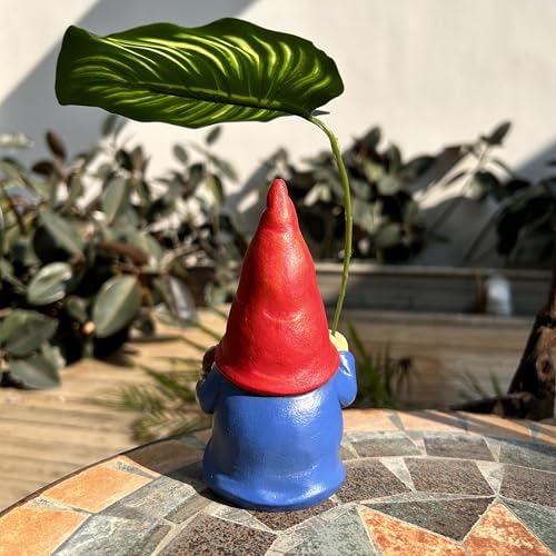 Garden Gnome Statue Decoration with Leaf Umbrella