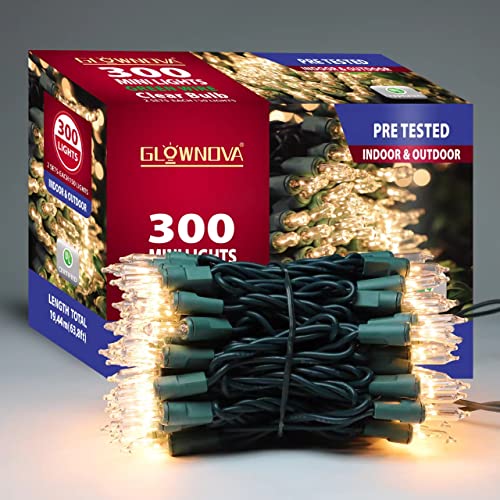 Green Wire Clear 300 Incandescent Bulb Mini String Lights for Indoor Christmas Tree Garland Birthday Wedding Party Festival Decoration (300 Count)