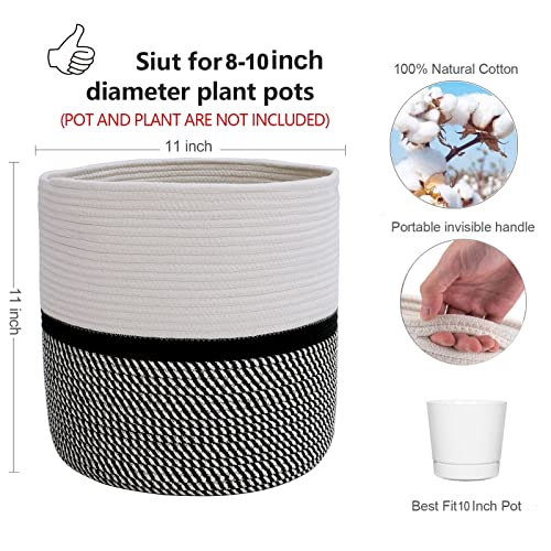 Cotton Rope Plant Basket Woven Basket for 10" 11" Pot