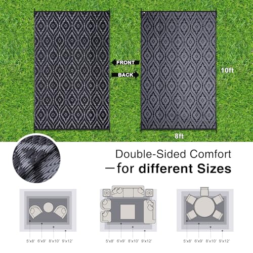 Outdoor Rug 8x10 ft Waterproof Reversible Braided Mat