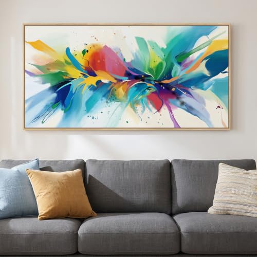 Large Framed Colorful Abstract Wall Art for Living Room