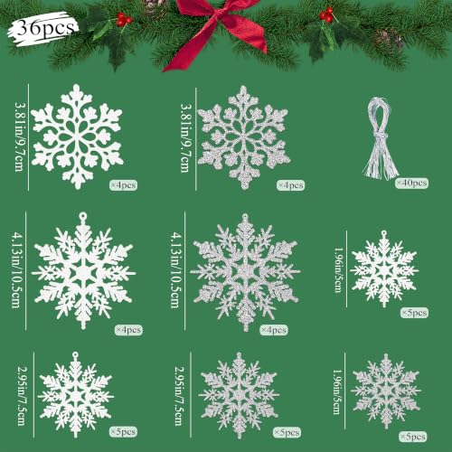 White and Silver Christmas Snowflake Ornaments (36 Count)