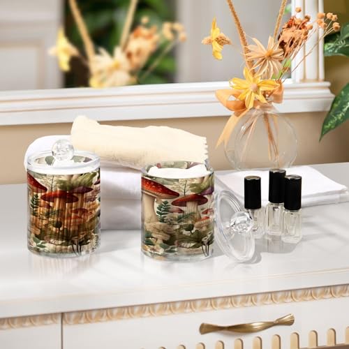 Cartoon Mushroom 2PC Airtight Transparent Plastic Storage Jar