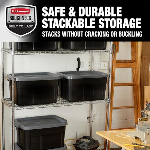 Heavy Duty Black Storage Bins Plastic Totes with Lids for Storage (6 Count)