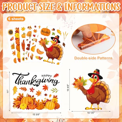 Fall Thanksgiving Window Clings 6 Sheets (6 Count)