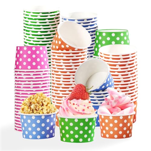 Greencian 120Pcs 12oz Colorful Ice Cream Cups for Hot or Cold Food