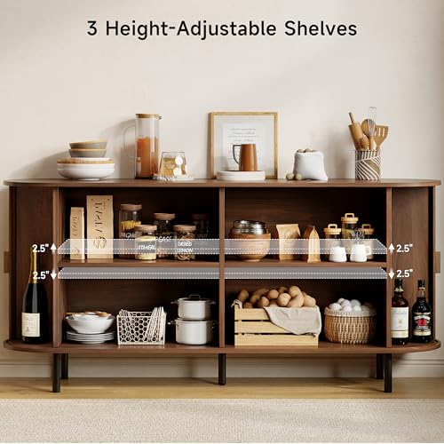 63" Fluted Buffet Sideboard Cabinet with Sliding Door