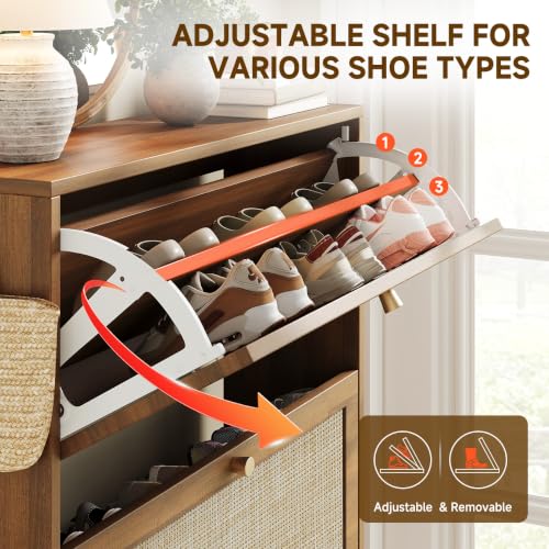 Rattan Arched Accent Shoe Storage Cabinet