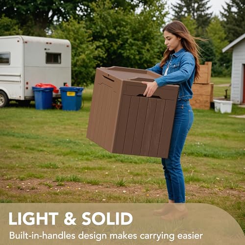 30 Gallon Resin Deck Box Outdoor Indoor Waterproof Storage Box for Patio Furniture Pool Accessories Storage for Cushion Garden Tools