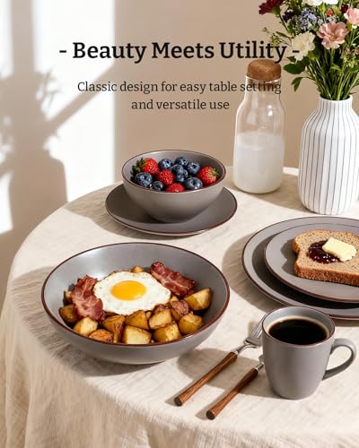 Venus Stoneware Dinnerware Sets with Pasta Bowls (24 Count)