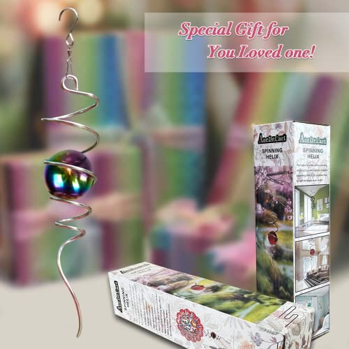 Multi Color Wind Spinner Tail Gazing Ball Spiral Decorative Wind Spinners Sun Catcher Visual Illusion Wind Spinner Stabilizer Indoor Outdoor Garden Decoration