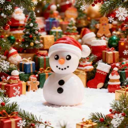 Christmas Snowman Figurines Cute Finger Statue Sculpture Decorations Indoor Cartoon Snowman Ornaments Christmas Desktop Decor Winter Tabletop Statue for Xmas Party Home Decoration