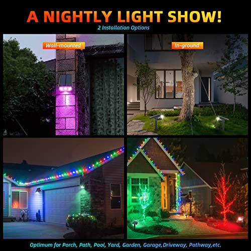 Color Solar Lights Outdoor Waterproof Spotlights with 9 Light Modes (6 Count)