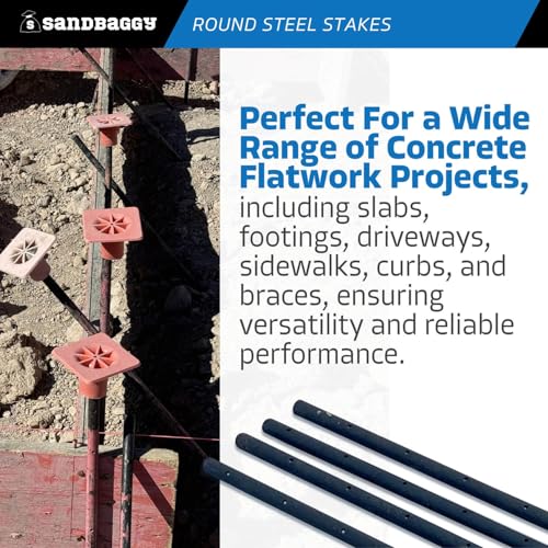 48" Round Steel Concrete Form Stakes with Nail Holes