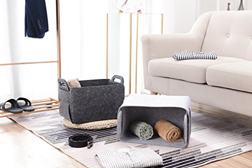 Storage Basket Felt Storage Bin Collapsible& Convenient Box Organizer with Carry Handles for Office Bedroom Closet Babies Nursery Toys Laundry